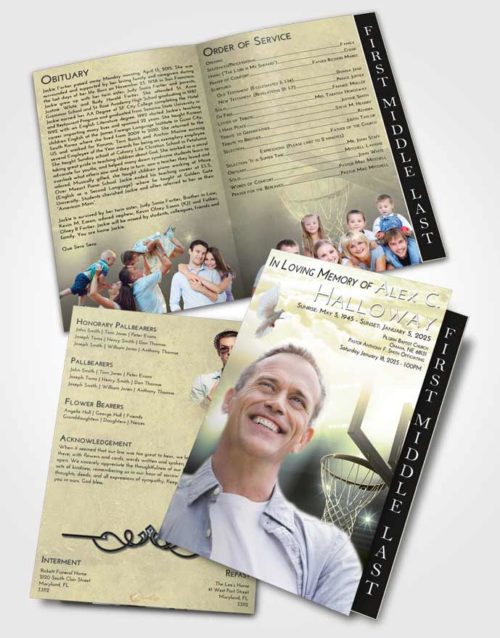 2 Page Graduated Step Fold Funeral Program Template Brochure At Dusk Basketball Pride