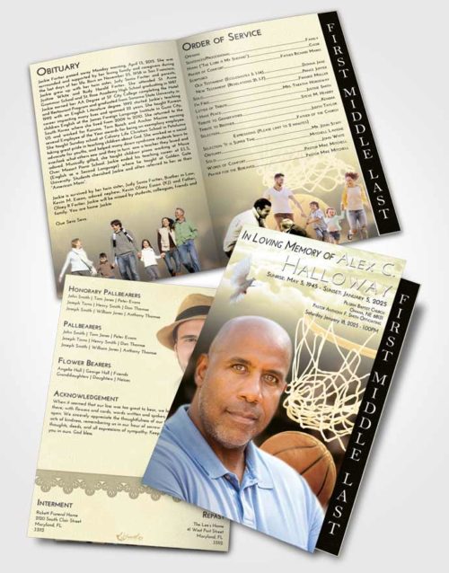 2 Page Graduated Step Fold Funeral Program Template Brochure At Dusk Basketball Swish