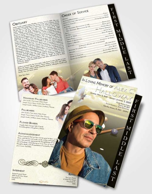 2 Page Graduated Step Fold Funeral Program Template Brochure At Dusk Billiards Peace
