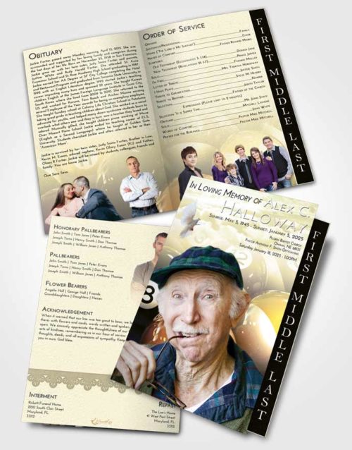2 Page Graduated Step Fold Funeral Program Template Brochure At Dusk Billiards Tournament
