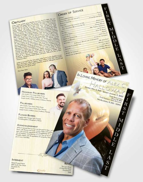 2 Page Graduated Step Fold Funeral Program Template Brochure At Dusk Boxing Blitz