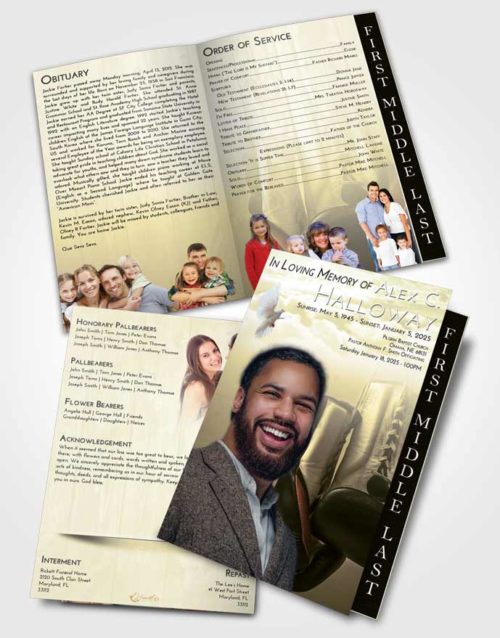 2 Page Graduated Step Fold Funeral Program Template Brochure At Dusk Boxing Day