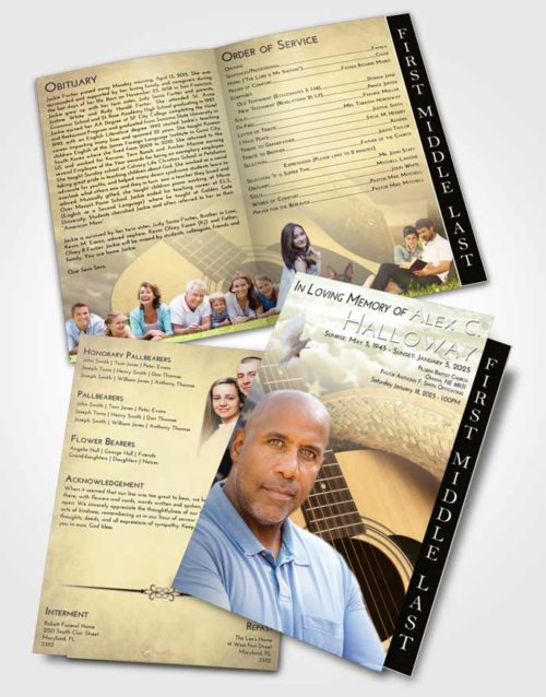 2 Page Graduated Step Fold Funeral Program Template Brochure At Dusk Cowboy Heaven