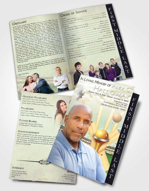 2 Page Graduated Step Fold Funeral Program Template Brochure At Dusk Cricket Honor