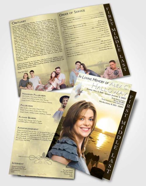 2 Page Graduated Step Fold Funeral Program Template Brochure At Dusk Early Rise