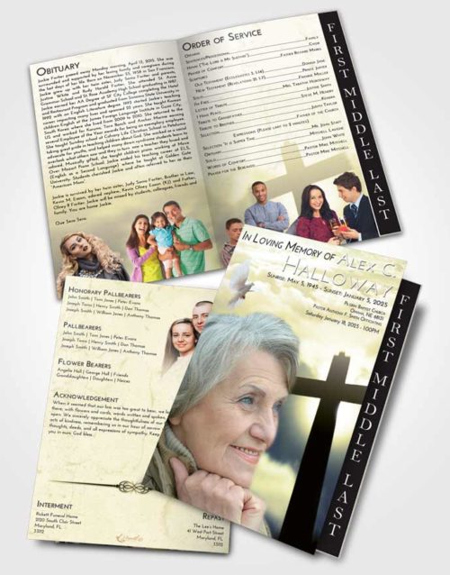 2 Page Graduated Step Fold Funeral Program Template Brochure At Dusk Faith in the Cross