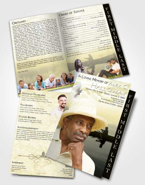 2 Page Graduated Step Fold Funeral Program Template Brochure At Dusk Fish in the Water