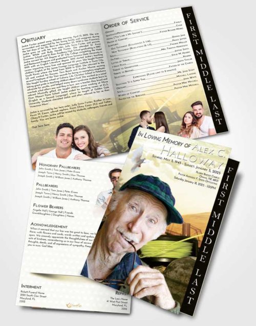 2 Page Graduated Step Fold Funeral Program Template Brochure At Dusk Fishing Dreams