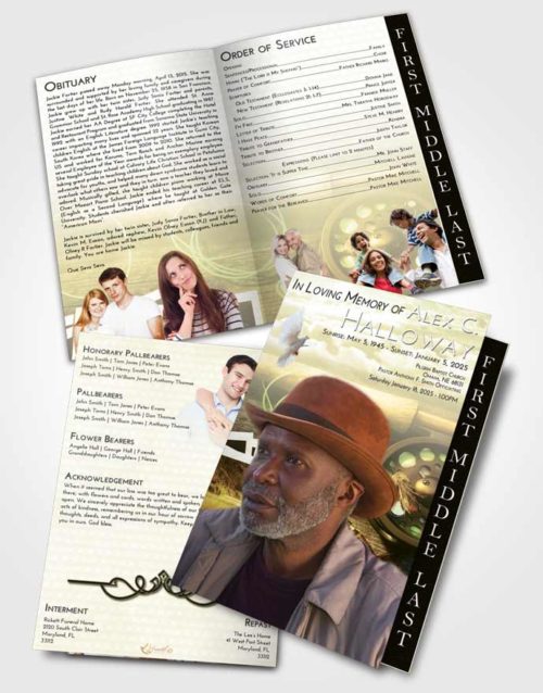 2 Page Graduated Step Fold Funeral Program Template Brochure At Dusk Fishing Pride