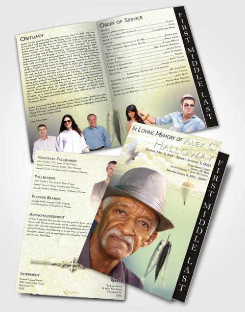 2 Page Graduated Step Fold Funeral Program Template Brochure At Dusk Fishing in the Sea