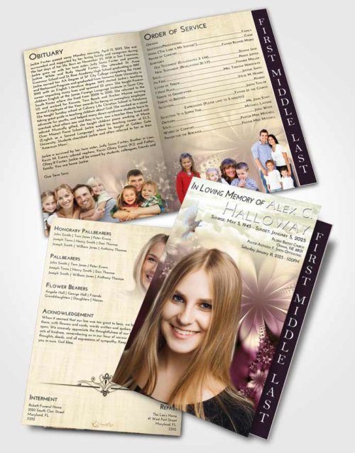 2 Page Graduated Step Fold Funeral Program Template Brochure At Dusk Floral Lust