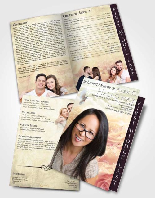 2 Page Graduated Step Fold Funeral Program Template Brochure At Dusk Floral Relaxation