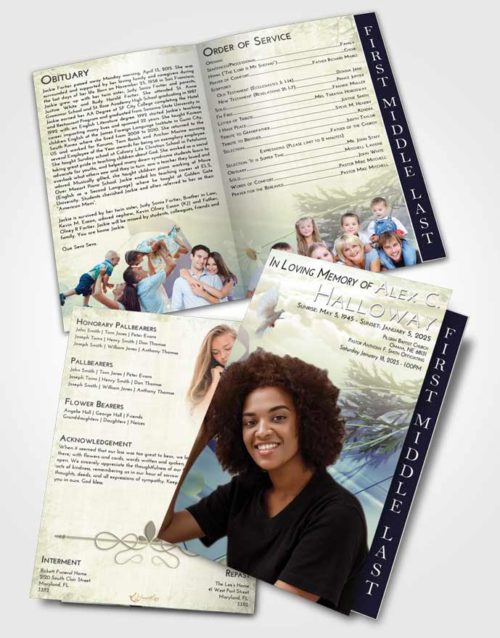 2 Page Graduated Step Fold Funeral Program Template Brochure At Dusk Floral Style