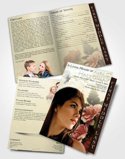 2 Page Graduated Step Fold Funeral Program Template Brochure At Dusk Flower Magic