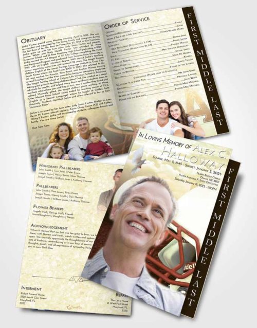 2 Page Graduated Step Fold Funeral Program Template Brochure At Dusk Football Party