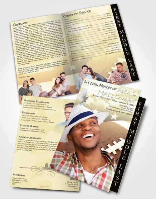 2 Page Graduated Step Fold Funeral Program Template Brochure At Dusk Football Pride