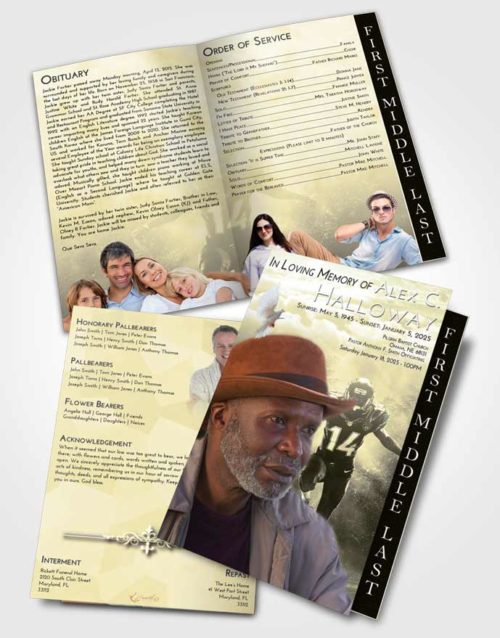 2 Page Graduated Step Fold Funeral Program Template Brochure At Dusk Football Serenity
