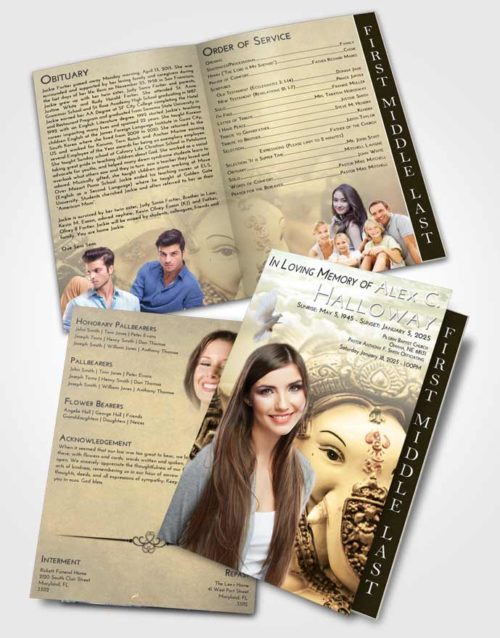 2 Page Graduated Step Fold Funeral Program Template Brochure At Dusk Ganesha Desire