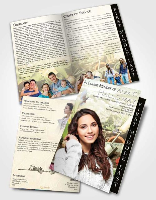 2 Page Graduated Step Fold Funeral Program Template Brochure At Dusk Gardening Memories