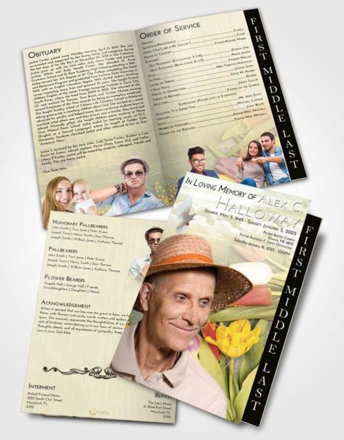 2 Page Graduated Step Fold Funeral Program Template Brochure At Dusk Gardening Morning