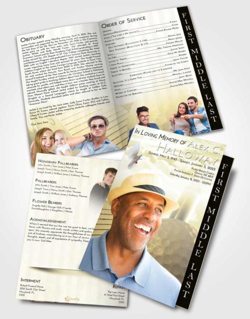 2 Page Graduated Step Fold Funeral Program Template Brochure At Dusk Golf Day