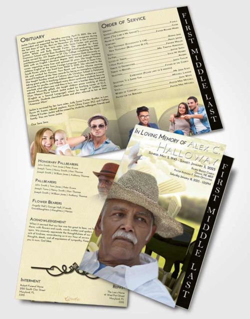 2 Page Graduated Step Fold Funeral Program Template Brochure At Dusk Golf Fairway