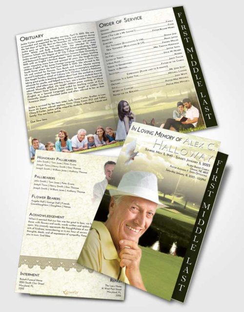 2 Page Graduated Step Fold Funeral Program Template Brochure At Dusk Golf Paradise