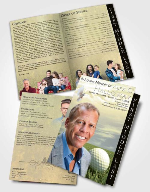 2 Page Graduated Step Fold Funeral Program Template Brochure At Dusk Golf Serenity