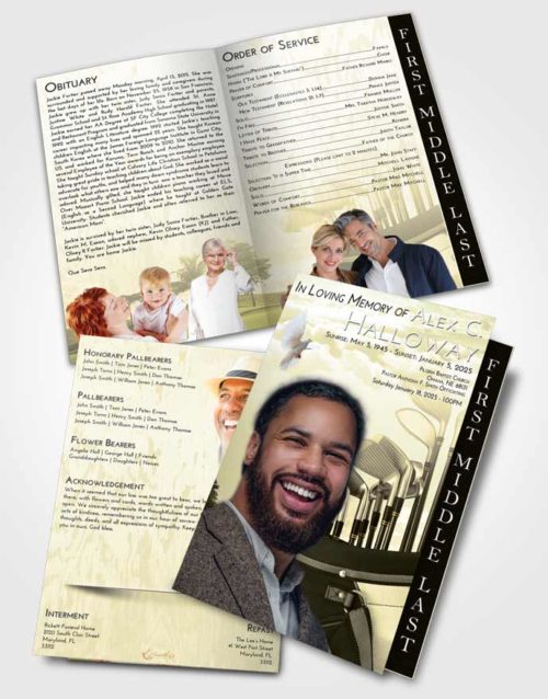 2 Page Graduated Step Fold Funeral Program Template Brochure At Dusk Golf Set