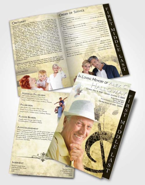 2 Page Graduated Step Fold Funeral Program Template Brochure At Dusk Harmonica