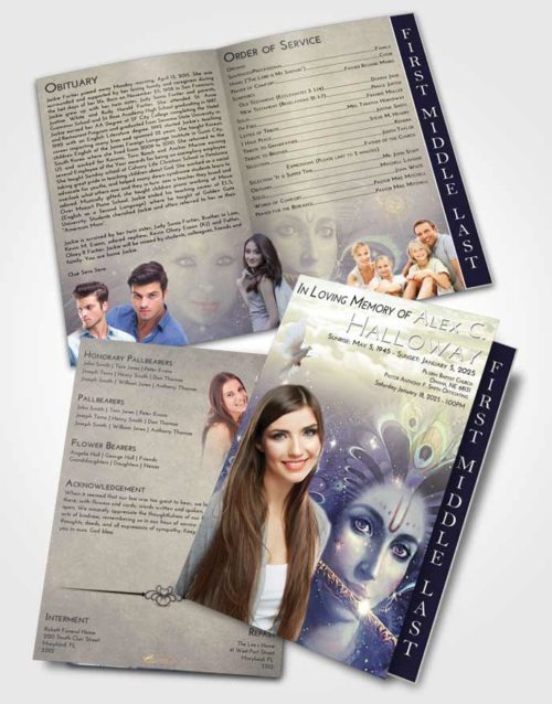 2 Page Graduated Step Fold Funeral Program Template Brochure At Dusk Hindu Desire