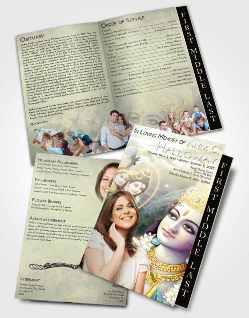 2 Page Graduated Step Fold Funeral Program Template Brochure At Dusk Hindu Majesty