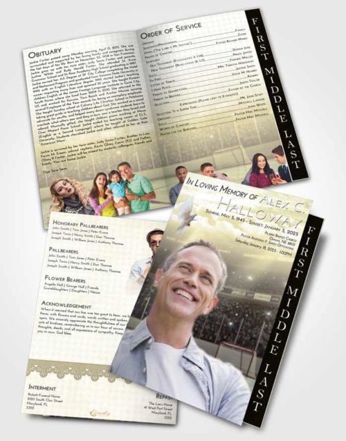 2 Page Graduated Step Fold Funeral Program Template Brochure At Dusk Hockey Love