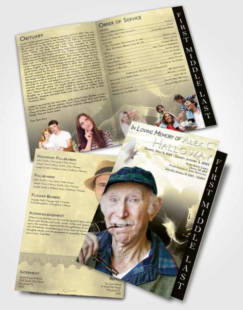 2 Page Graduated Step Fold Funeral Program Template Brochure At Dusk Hockey Paradise