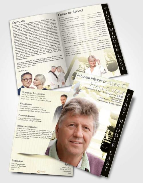 2 Page Graduated Step Fold Funeral Program Template Brochure At Dusk Hockey Pride