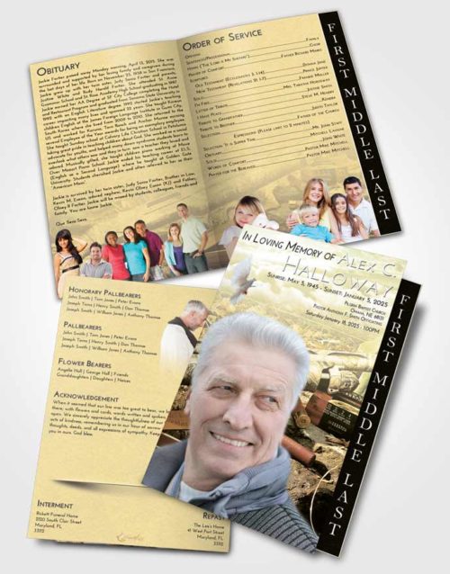 2 Page Graduated Step Fold Funeral Program Template Brochure At Dusk Hunters Life