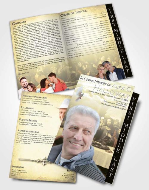 2 Page Graduated Step Fold Funeral Program Template Brochure At Dusk Jesus Last Supper