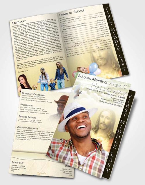 2 Page Graduated Step Fold Funeral Program Template Brochure At Dusk Jesus Love