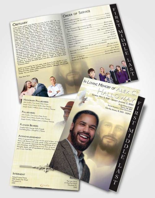 2 Page Graduated Step Fold Funeral Program Template Brochure At Dusk Jesus in Heaven