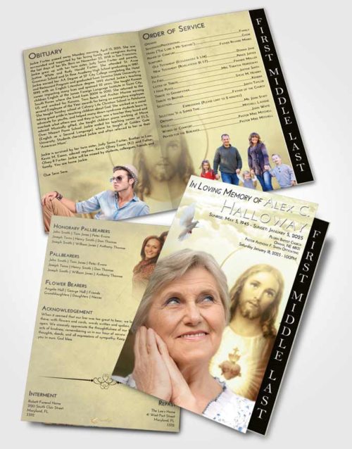 2 Page Graduated Step Fold Funeral Program Template Brochure At Dusk Jesus our Lord