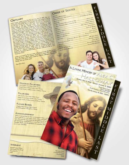 2 Page Graduated Step Fold Funeral Program Template Brochure At Dusk Jesus the Savior