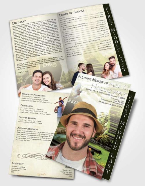 2 Page Graduated Step Fold Funeral Program Template Brochure At Dusk Jungle Music