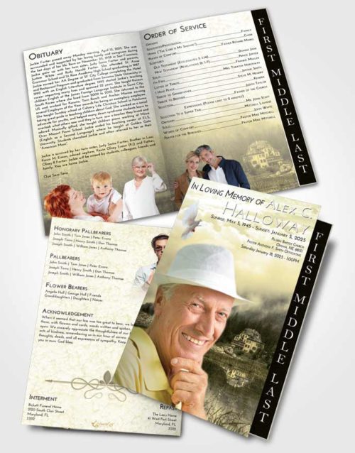 2 Page Graduated Step Fold Funeral Program Template Brochure At Dusk Lake House