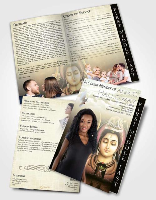2 Page Graduated Step Fold Funeral Program Template Brochure At Dusk Lord Shiva Dignity