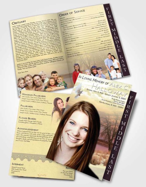 2 Page Graduated Step Fold Funeral Program Template Brochure At Dusk Lovely Lake