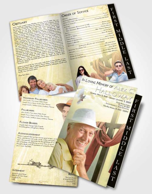 2 Page Graduated Step Fold Funeral Program Template Brochure At Dusk Loving Cross