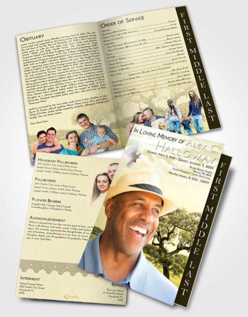 2 Page Graduated Step Fold Funeral Program Template Brochure At Dusk Loving Leaves