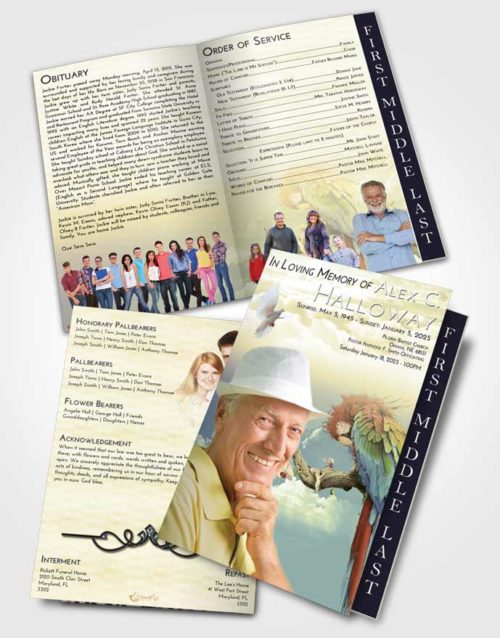 2 Page Graduated Step Fold Funeral Program Template Brochure At Dusk Magical Parrot