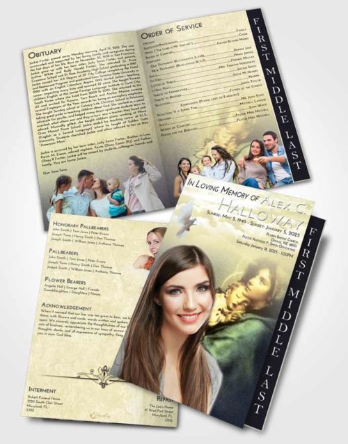 2 Page Graduated Step Fold Funeral Program Template Brochure At Dusk Mary and Jesus