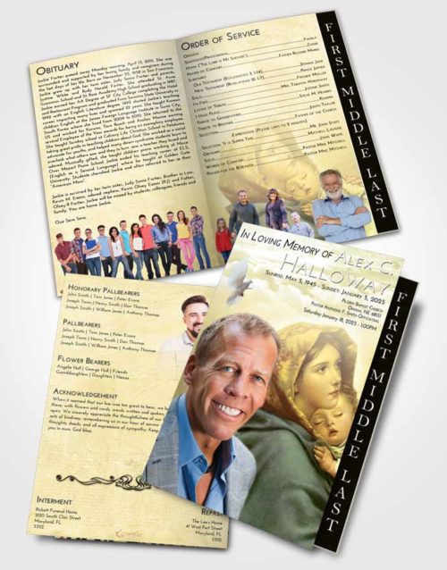 2 Page Graduated Step Fold Funeral Program Template Brochure At Dusk Mother Mary